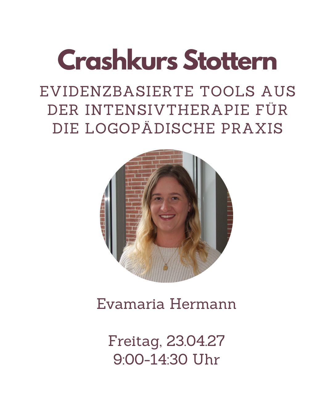 TherAkademie | Fortbildung Logopädie | Crashkurs Stottern | 2027